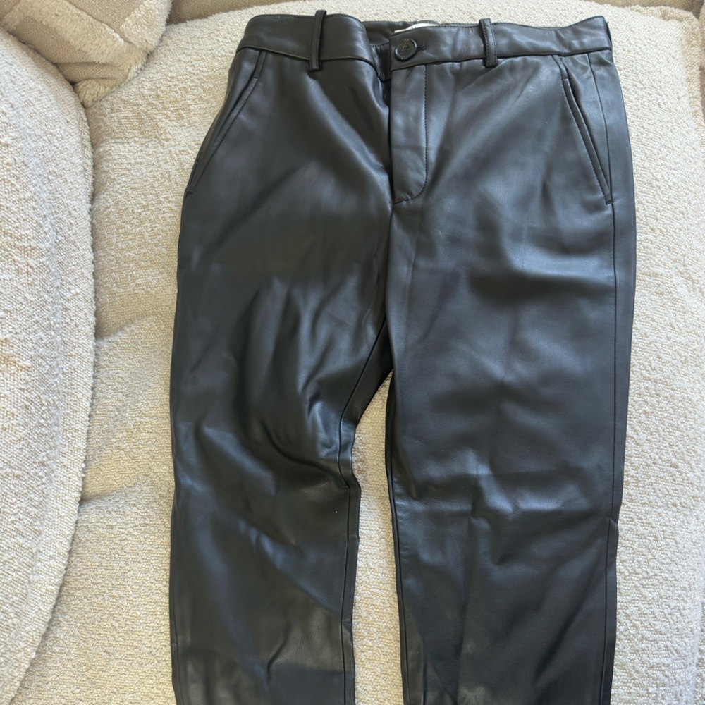 Zara Black Leather-Style Trousers